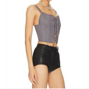NEW Gray Lace-Up Xen Crop Top Large By OW Collection
